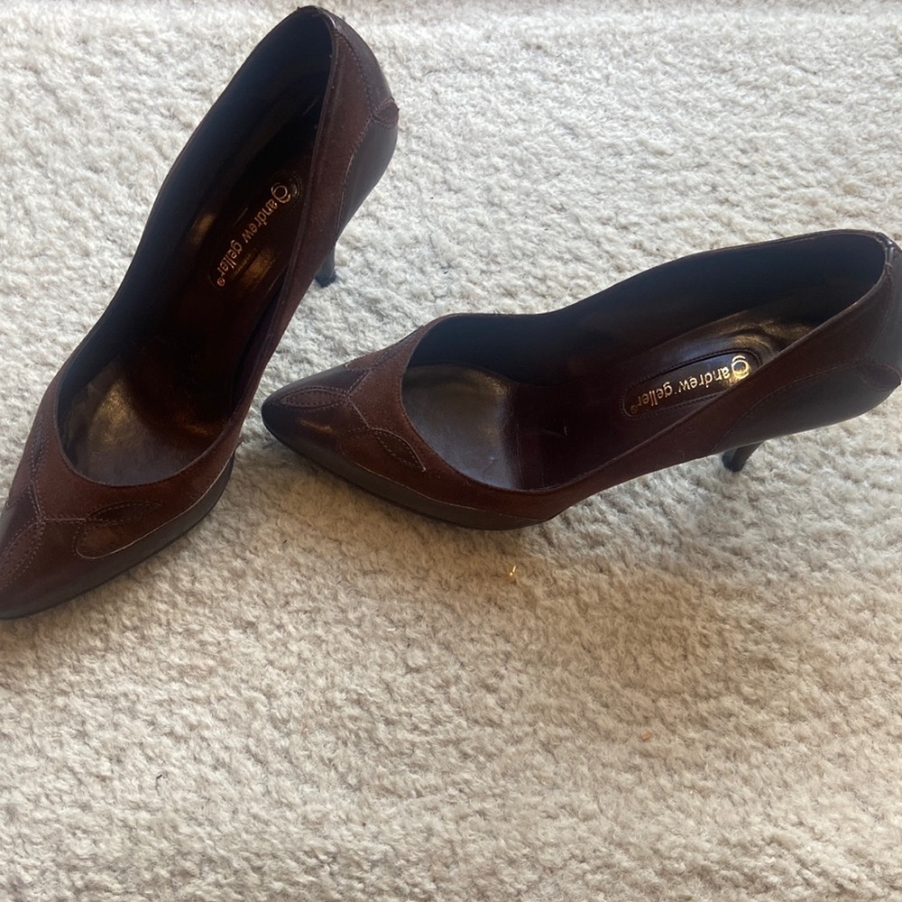 Brown heels, Andrew geller, size 7M